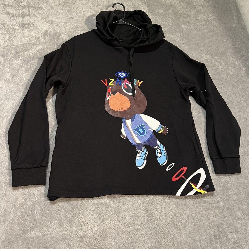 Vznary Hoodie Mens Large Cartoon Bear Graphic Pullover Streetwear Art Unique
